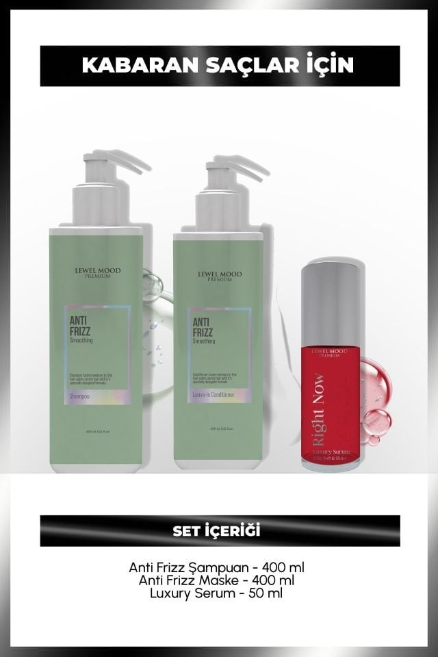 Anti Frizz & Right Now Luxury Serum – Elektriklenme Karşıtı ve Lüks Saç Bakım Seti